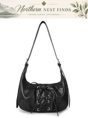 Y2K PU Leather Bow Shoulder Hobo Bag Small Cute Purse